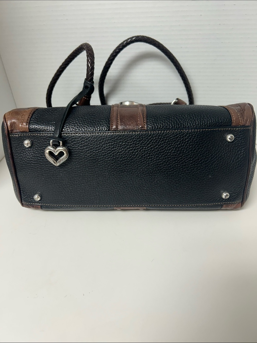 Vintage Brighton Brown & Black Croc-Embossed Leather Western Shoulder Bag - Picture 9 of 9
